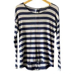 3/$15 Gibson Button Back Stripes Long Sleeve Knit Top XS